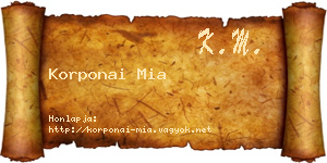 Korponai Mia névjegykártya